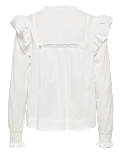Only - ONLIdris Frill Tape Bluse - Cloud Dancer